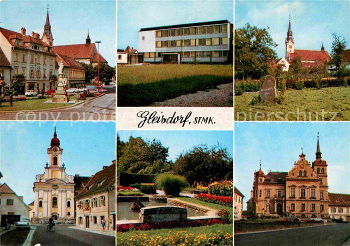 Gleisdorf Teilansichten Kirche Park Rathaus