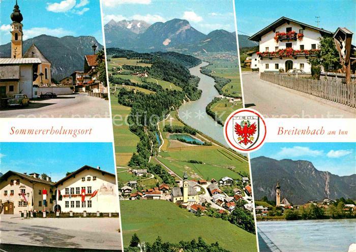 Breitenbach Inn Pfarrkirche Fliegeraufnahme mit Kleinsoell und Kaisergebirge Ges