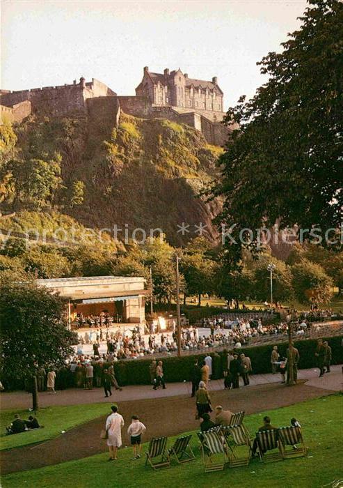 Edinburgh Scotland Princess Street Gardens Bandstand Edinburgh Castle