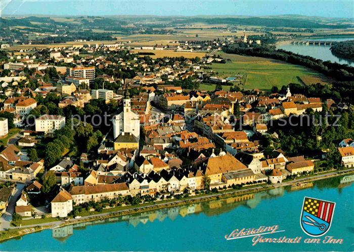 Schaerding Kneippkurort Grenzstadt am Inn Fliegeaufnahme