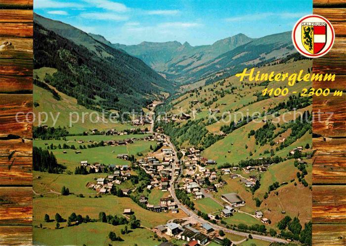Hinterglemm Saalbach mit Talschluss Kitzbueheler Alpen Fliegeraufnahme
