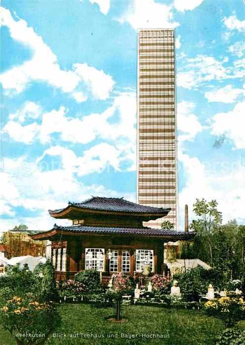LEVERKUSEN  CITY Blick auf Teehaus und Bayer Hochhaus