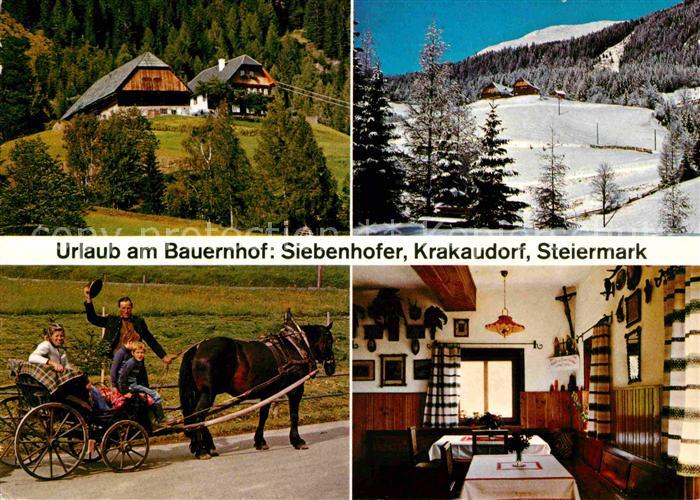 Krakaudorf Urlaub am Bauernhof Gaststube Pferdekutsche Winterpanorama
