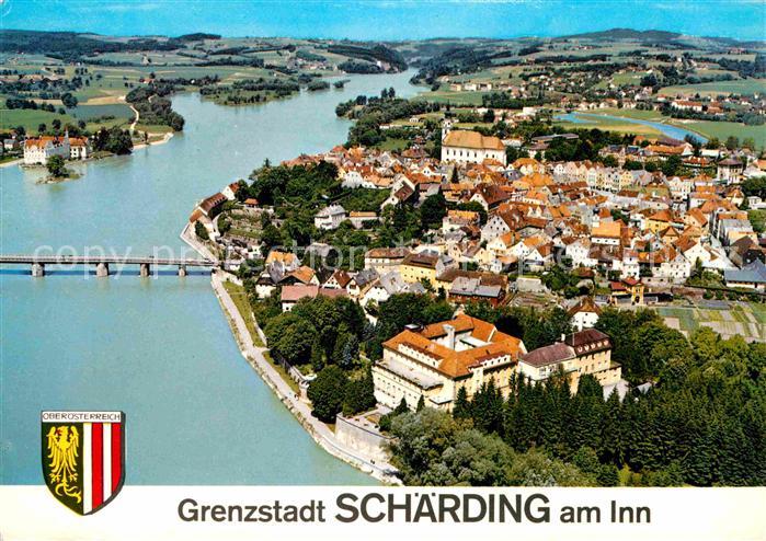 Schaerding Grenzstadt Kneippkuranstalt der Barmherzigen Brueder Fliegeraufnahme