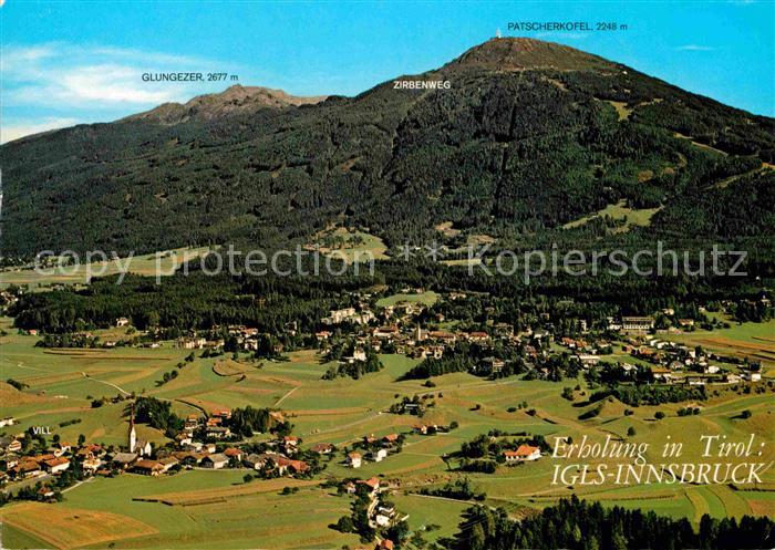 Igls Tirol mit Blick zum Patscherkofel Tuxer Alpen Fliegeraufnahme