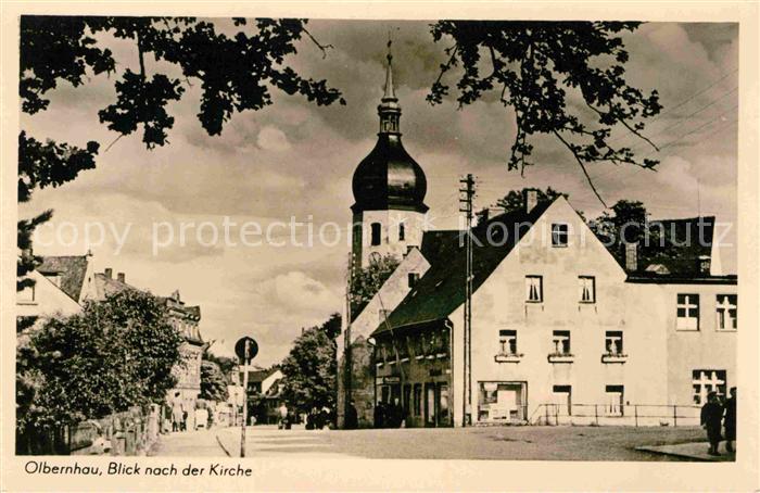 Olbernhau Erzgebirge Blick nach der Kirche Handabzug