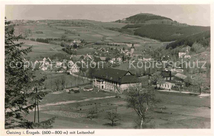 Geising Erzgebirge Gesamtansicht mit Leitenhof Handabzug