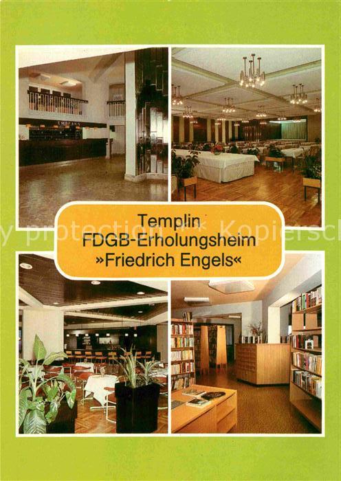 Templin FDGB Erholungsheim Friedrich Engels Empfangshalle Restaurant Dachcafe Bi