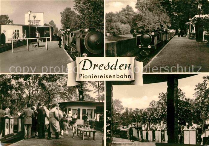 DRESDEN Elbe Pioniereisenbahn Bahnhof Frohe Zukunft