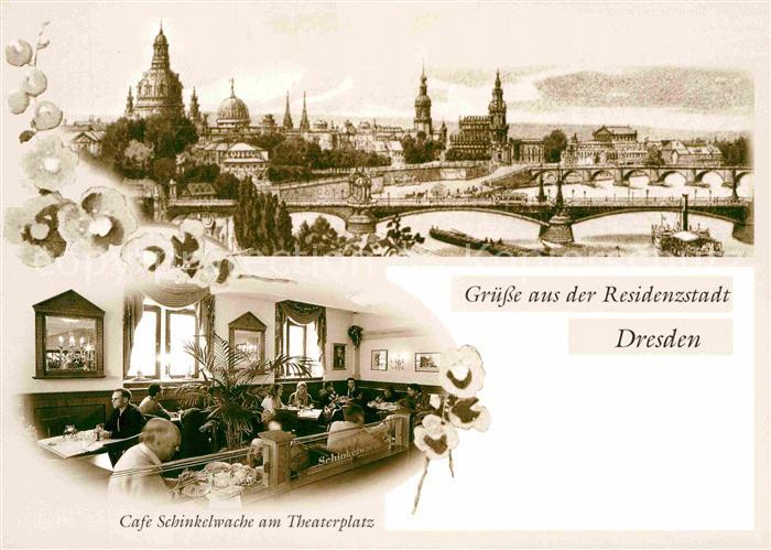DRESDEN Elbe Stadtbild mit Frauenkirche Residenzschloss Hofkirche Semperoper Caf