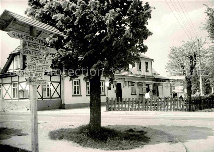 Neudorf Harzgerode Schenke Gaststaette Wegweiser Birnbaumteich