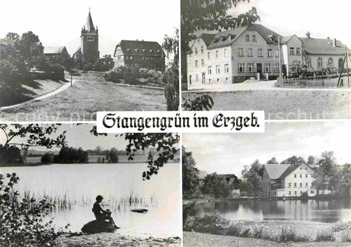 Stangengruen Zwickau Teilansichten Kirche Uferpartie am See