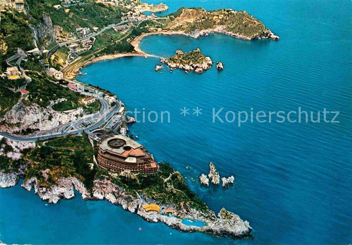 Taormina Sizilien Panorama della costa veduta aerea