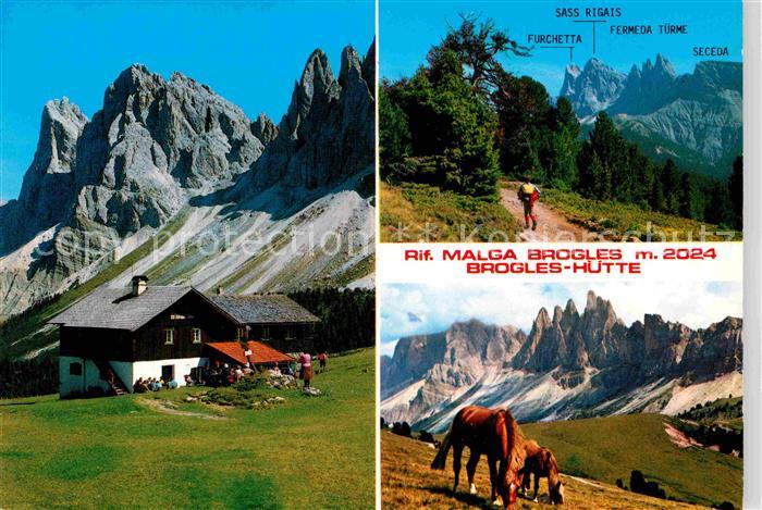 Lajen Bozen Schutzhaus Brogles Rifugio Dolomiten Pferde