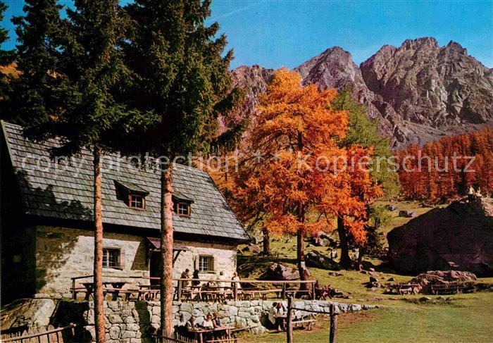 Schenna Meran Rifugio Ivigna Ifingerhuette mit Ifinger Herbststimmung Sarntaler