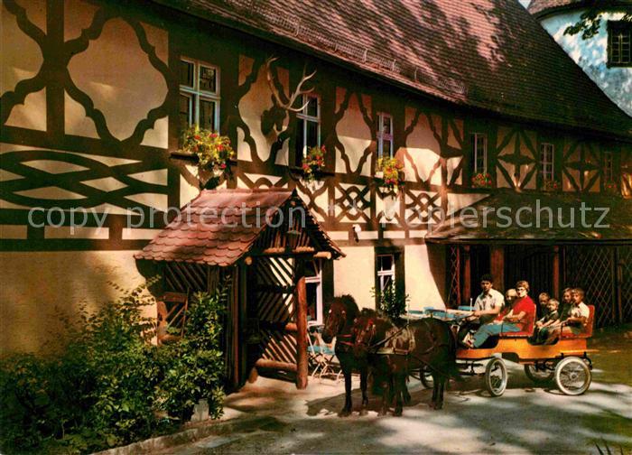 Burggaillenreuth Oberfranken Forsthaus Pesion Cafe Restaurant Ponykutsche