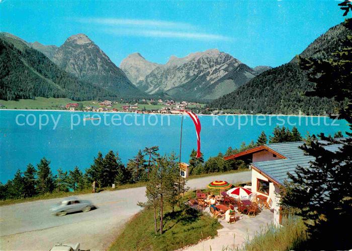 Pertisau Achensee Blick vom Terrassenrasthaus Bergkristall Alpenpanorama