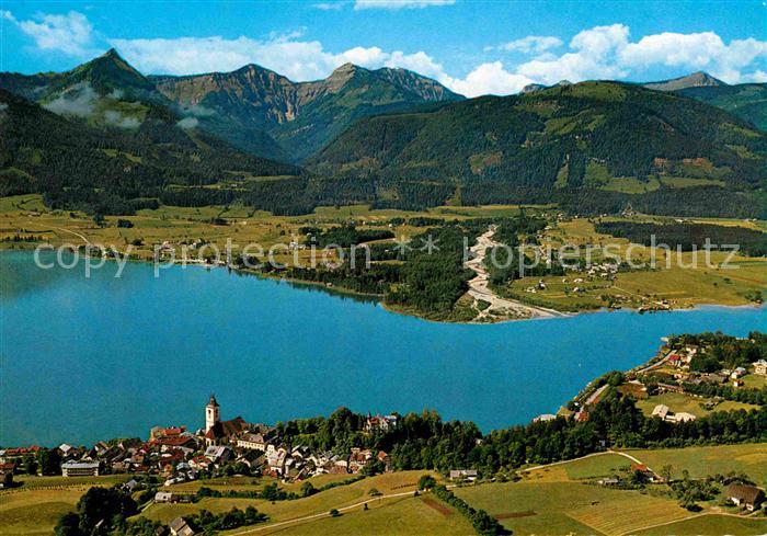 St Wolfgang Wolfgangsee Fliegeraufnahme mit Wolfgangsee und Zinkenbach