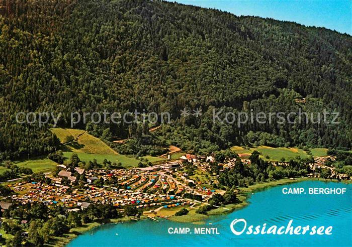 Ossiach Heiligengestade Fliegeraufnahme Camping Berghof und Mentl am Ossiacherse