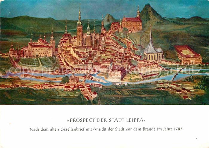 Leippa Rothenburg Oberlausitz Prospect der Stadt Leippa Gemaelde nach altem Gese