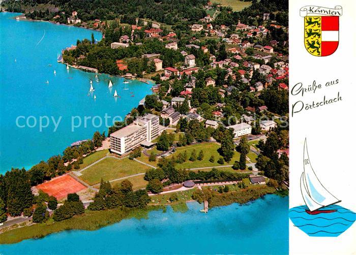 Poertschach Woerthersee Luftaufnahme Segelboote