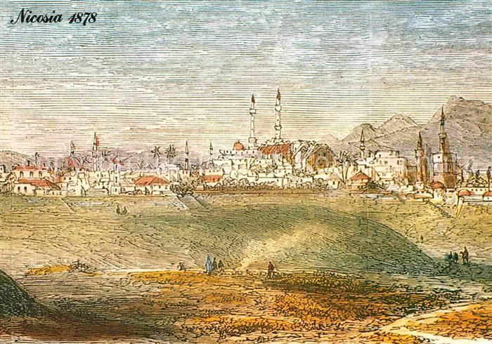 Nicosia Wood block engraving London 1878 Künstl