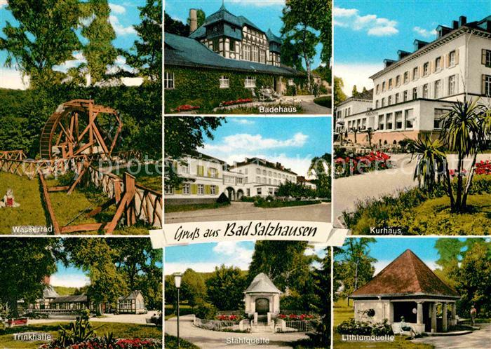 Bad Salzhausen Badehaus Kurhaus Lithiumquelle Stahlquelle Trinkhalle Wasserrad