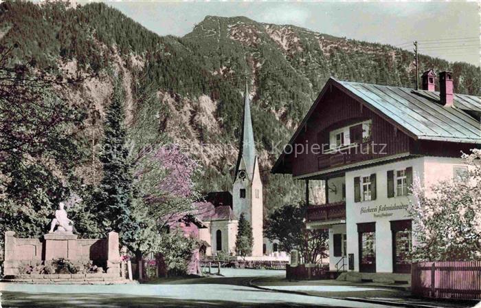 Bayrischzell Bayrisch Zell Kriegerdenkmal Dorfkirche Baeckerei-Kolonialwaren Kir