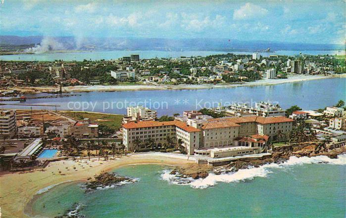 San Juan Puerto Rico Condado-Beach-Hotel Strand Pool Kueste Fliegeraufnahme Lag