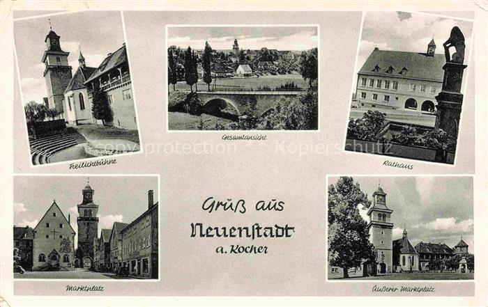 Neuenstadt Kocher Heilbronn BW Freilichtbuehne Rathaus Marktplatz aeusserer-Mark