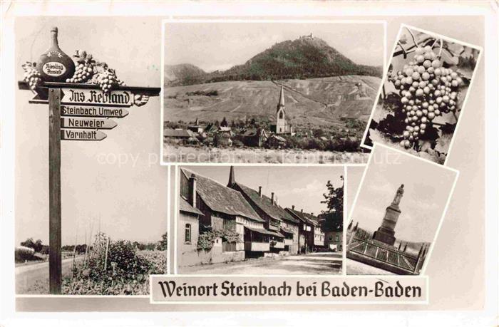 Steinbach Baden-Baden BW Weinort Wegweiser Rebland Kirche Burg Weintrauben Stras