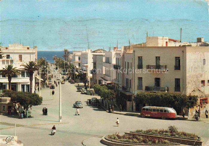 SOUssE Tunesie Avenue-Bourguiba Strassenszene Bus Palmen Meer Passanten Autos G