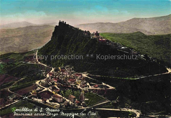 SAN MARINO Repubblica di Borgo-Maggiore Monte-Titano Luftaufnahme Burg Altstadt