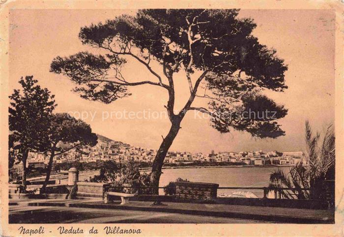 NAPOLI Neapel Naples IT Veduta-da-Villanova Pinien Bucht Stadtansicht Meer Prome