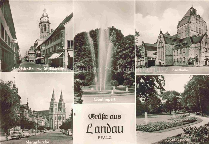 LANDAU PFALZ Marktstrasse Stiftskirche Festhalle Marienkirche Goethepark Mehrbi
