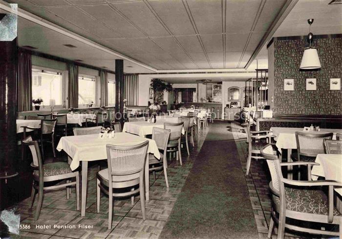 OBERSTDORF Bayern Hotel-Pension-Filser Gastraum Speisesaal Stuehle Tische Innenr