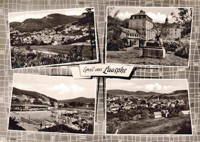 BAD LAASPHE NRW Kneipp-Kurort Ortsansicht Schwimmbad Schloss Siegerland Panorama