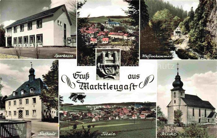 Marktleugast Sparkasse Rathaus Kirche Waffenhammer Mehrbild Totale Kulmbach