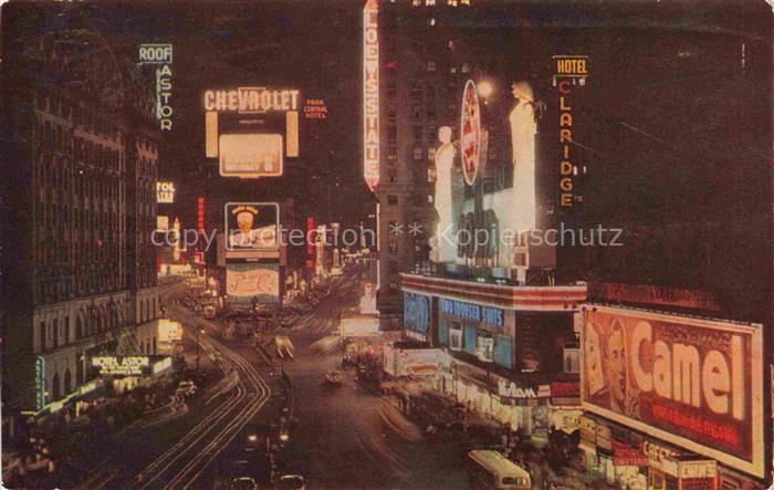 NEW YORK City USA Times-Square Nacht Leuchtreklame Chevrolet Hotel-Astor Hotel-C
