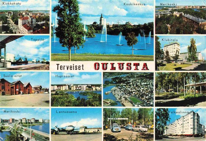 Oulu Suomi Kirkkokatu Koskikeskus Merikoski Toppila Suola-aitat Hupisaaret Lento
