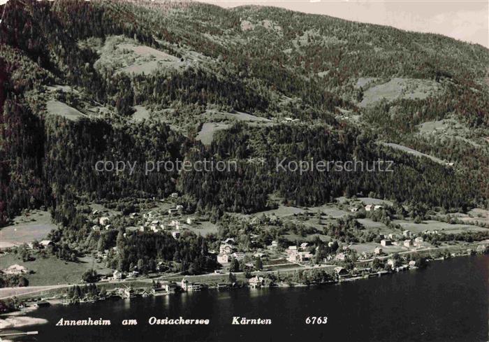 Annenheim Ossiacher See Kaernten AT Ossiachersee Fliegeraufnahme See Ortschaft W