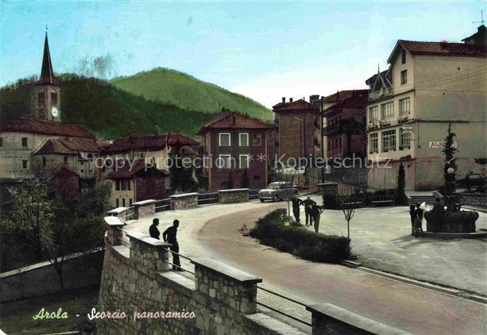 Arola Verbania Piemonte IT Scorcio-panoramico Kirche Brunnen Platz Bruecke Bergo