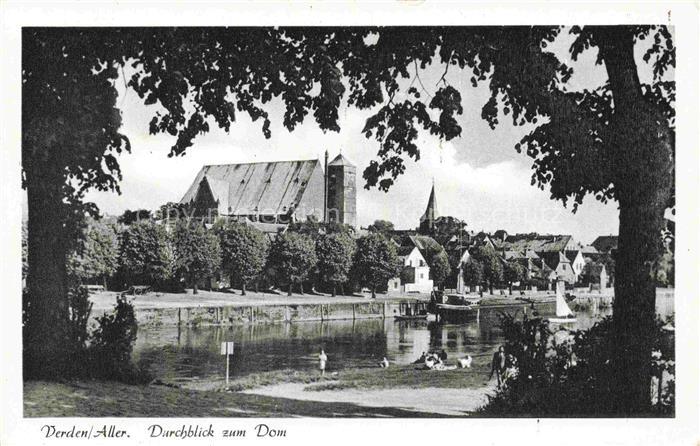 Daverden Langwedel VERDEN Niedersachsen Dom Aller Fluss Durchblick Baeume Altsta