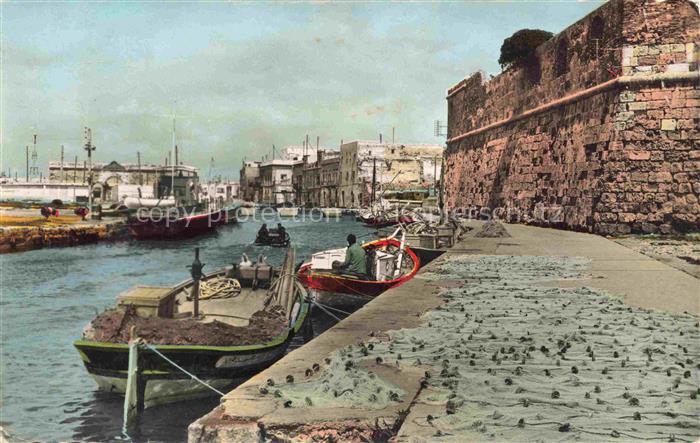 La Goulette  Tunesie Vieux-Port Fischerboote Festungsmauer Hafen Fischer Netze