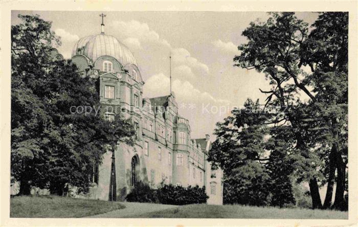 Celle Niedersachsen Schloss Kuppel Turm Kreuz Baeume Schlosspark Suedseite