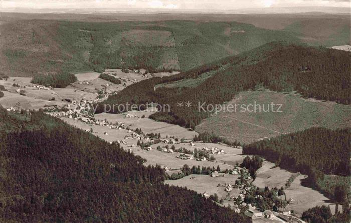Buhlbach Obertal Baiersbronn BW Luftaufnahme Tal Wald Siedlung Felder Berge Schw