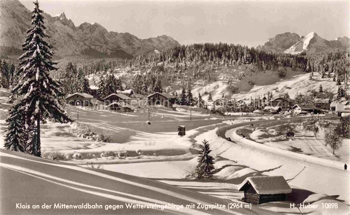 Klais-Kruen Bayern Mittenwaldbahn Wettersteingebirge Zugspitze Winterlandschaft