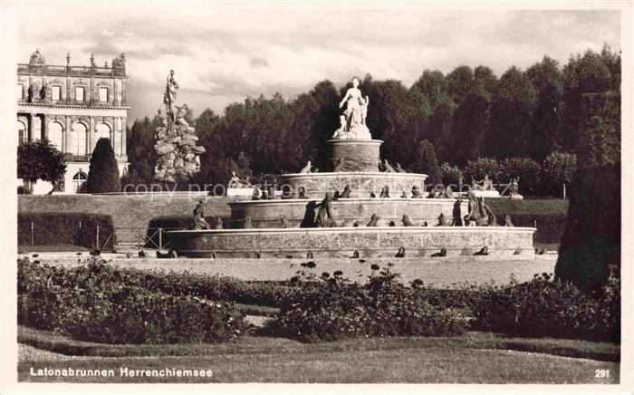 Herrenchiemsee Bayern Latonabrunnen Schlosspark Brunnen Skulptur Garten Schloss