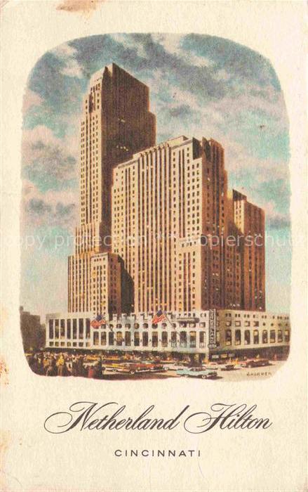 Cincinnati Ohio USA Netherland-Hilton Hotel Hochhaus Strasse Passanten Autos Fla