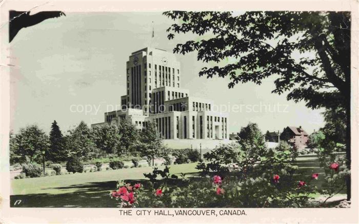 VANCOUVER BC Canada City-Hall Rathaus Parkanlage Rosen Baeume Rasen Art-déco Hoc